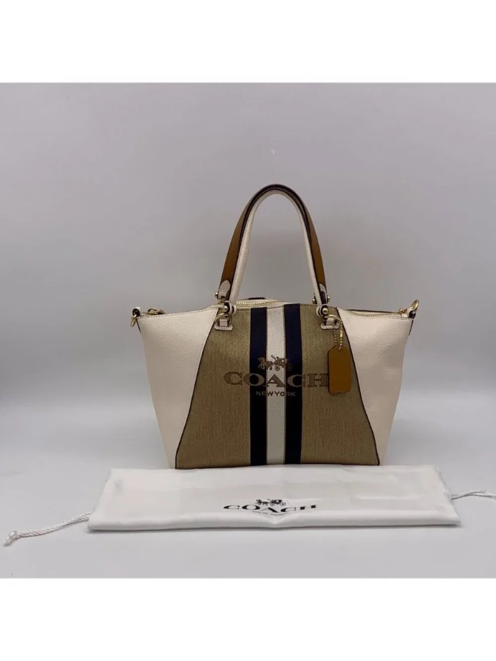 Coach Jacquard Fabric And Pebbled Leather 2Way Satchel